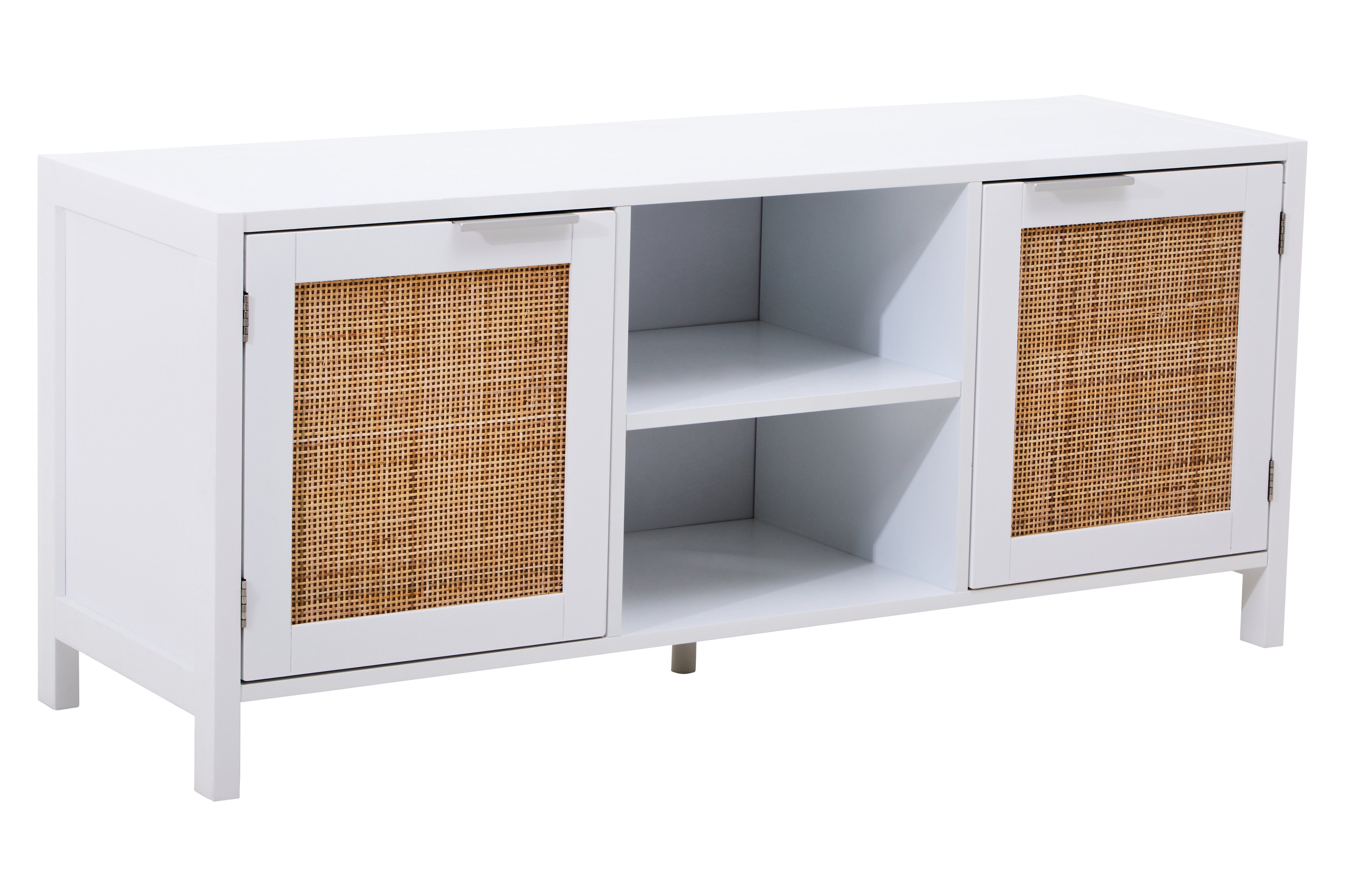 Burwood White Wood & Rattan TV Unit